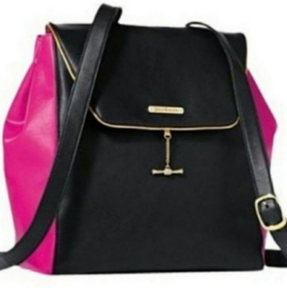 Juicy Couture Handbags - JUICY COUTURE BARBIE PINK & BLACK Y2K BACKPACK STYLE PURSE